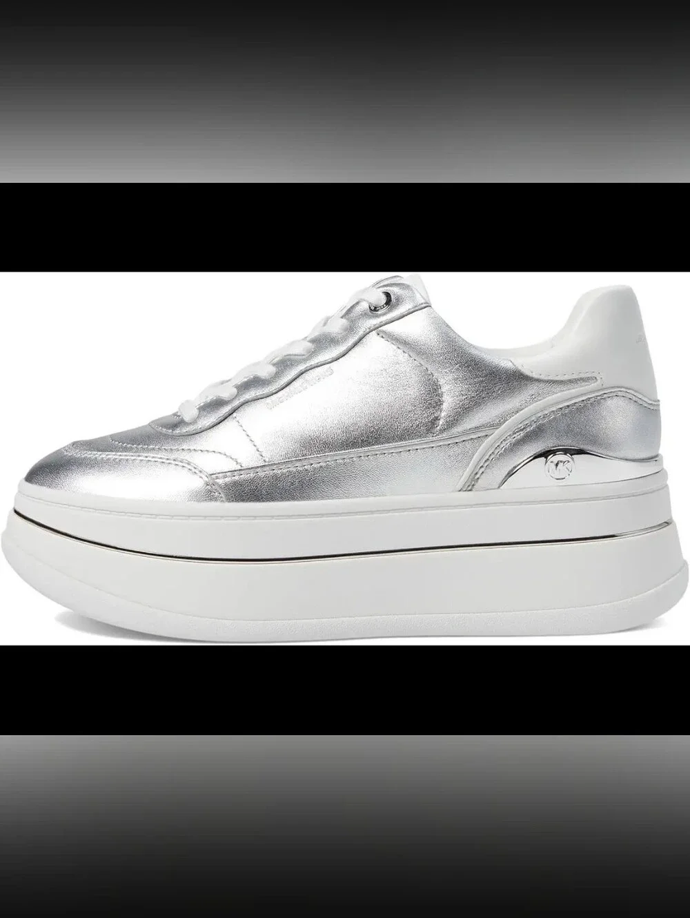 Michael Kors Hayes Lace Up Silver Metallic Platform Lace-Up Sneakers